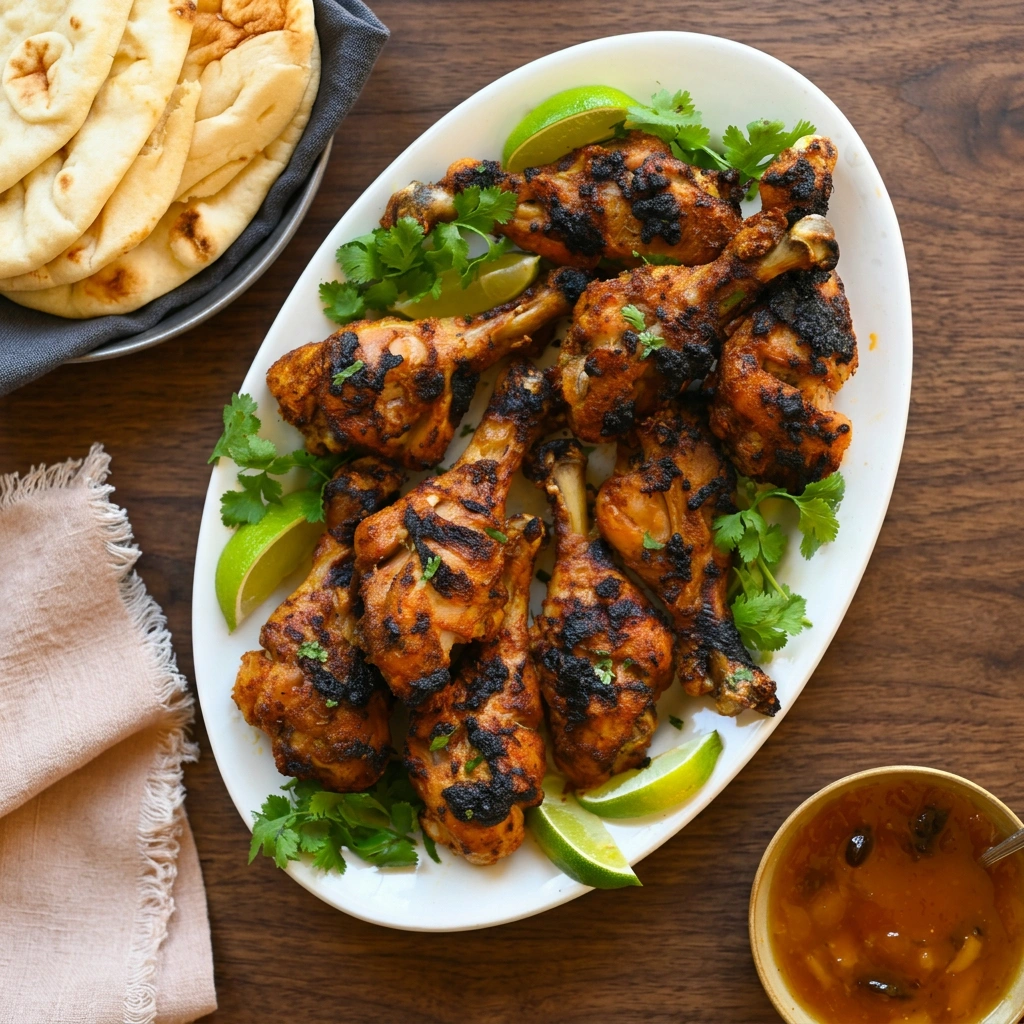 Tandoori chicken charred clay-oven classic at Ghazal Fine-Dine Indian restaurant Edmonton Tamarack