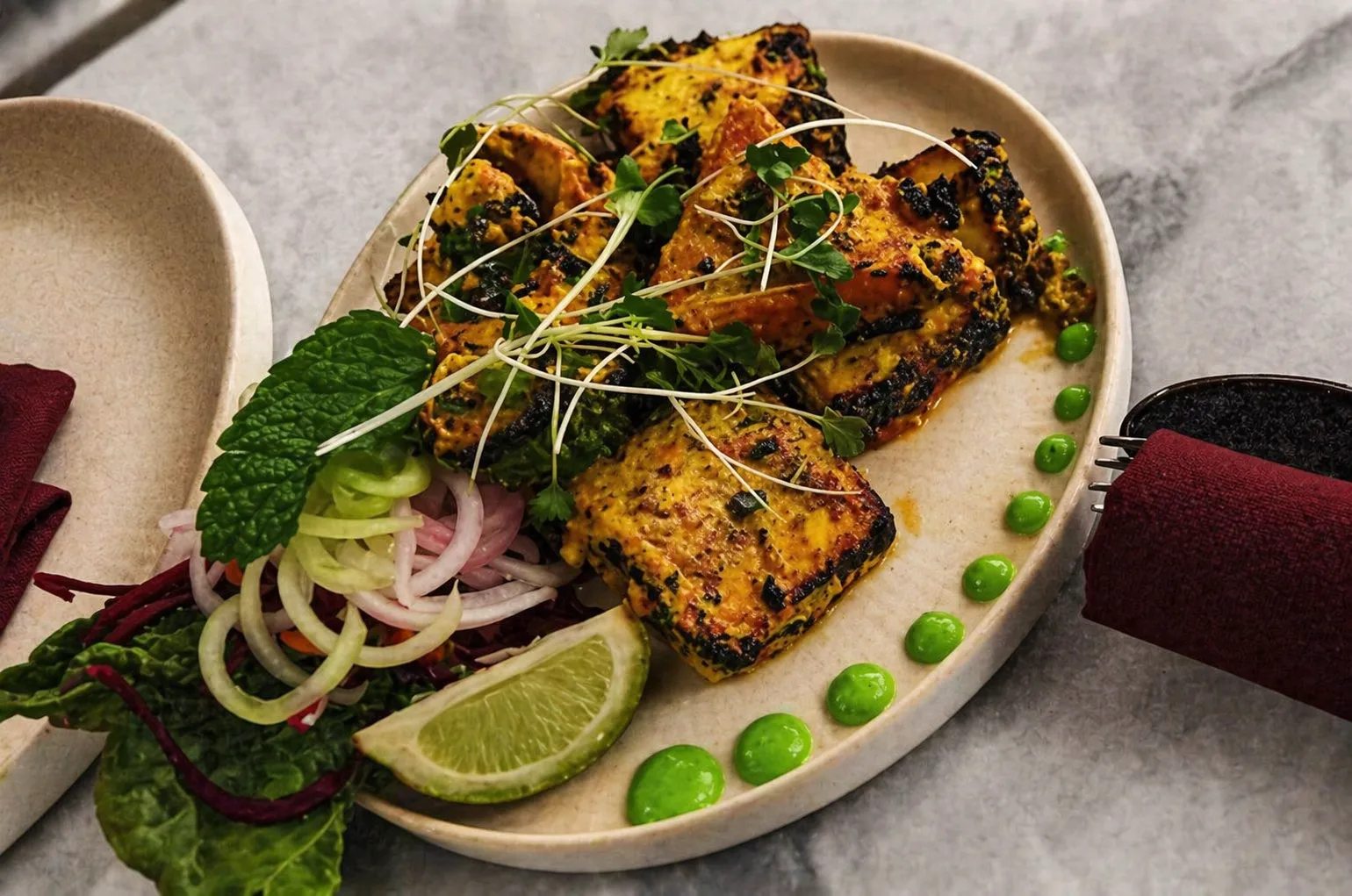 Afghani chaap — creamy marinated grilled soy chaap at Ghazal Indian restaurant Edmonton