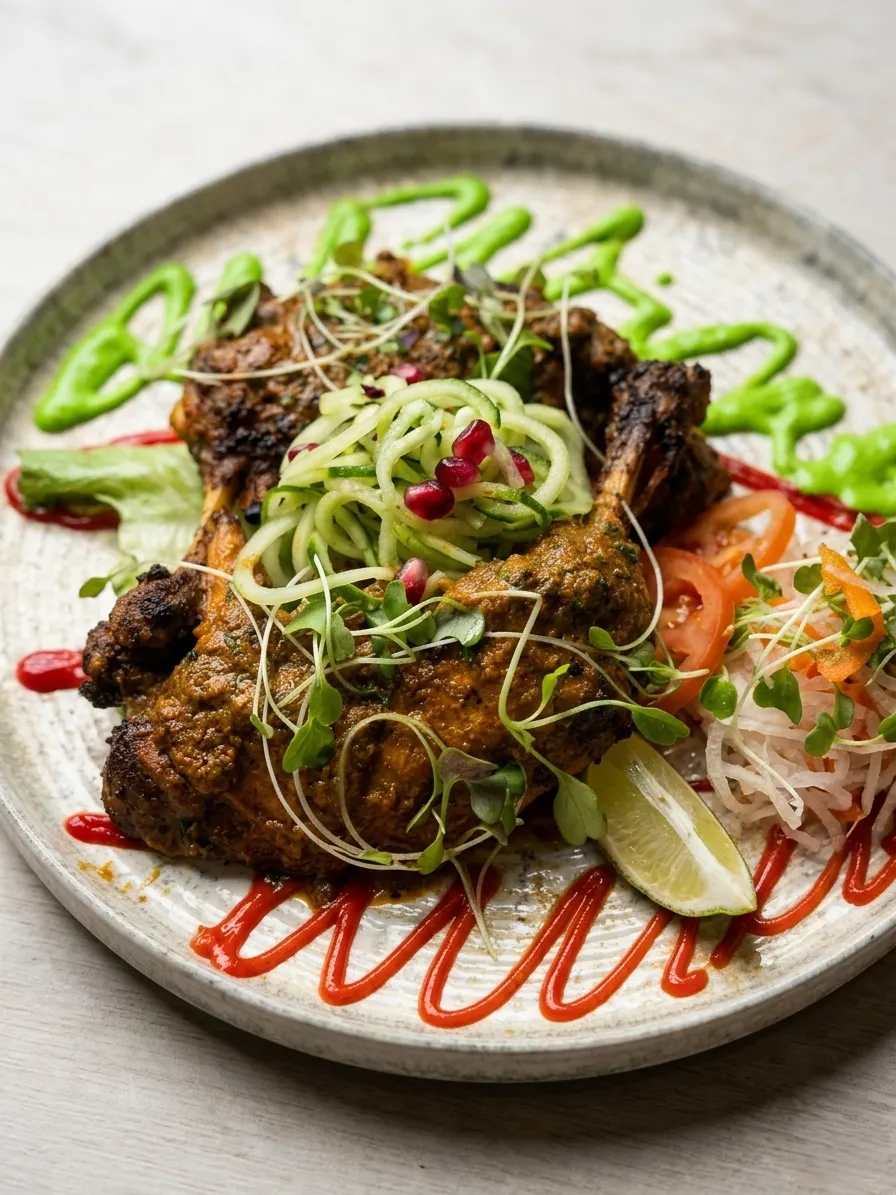 Bhatti Murg — rustic fire-roasted chicken with rumali roti at Ghazal Fine-Dine Restaurant Tamarack Edmonton