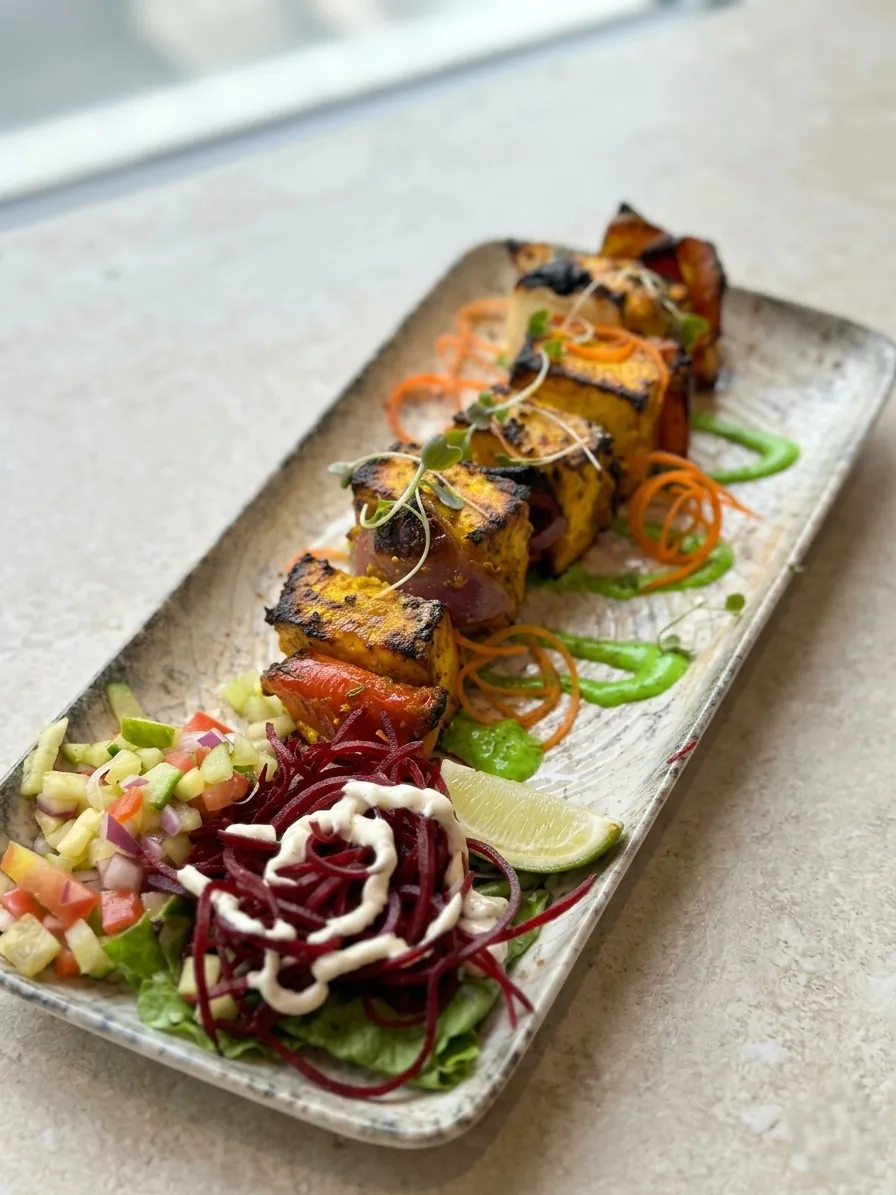 Paneer Angara Tikka — charcoal-roasted spiced paneer at Ghazal Indian restaurant Tamarack Edmonton
